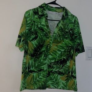 Susan Graver Green Tropical Leaf Top